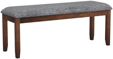 GIANTEX 2-Pack Dining Room Bench with Upholstered Padded Seat, Wood Bench for Bedroom, End of Bed, Entryway, Kitchen, 47” x 15.5” x 19.5” Ottoman, Indoor Rubber Bench Seat, Grey