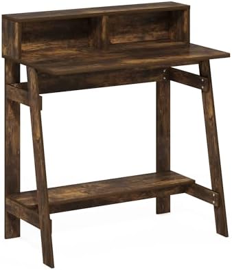 Furinno Simplistic 32" Wide Desk, Gaming Desk with Shelf, Amber Pine