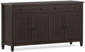 SIMPLIHOME Connaught 67" Sideboard Cabinet in Dark Chestnut Brown