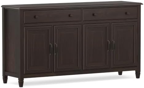 SIMPLIHOME Connaught 67" Sideboard Cabinet in Dark Chestnut Brown