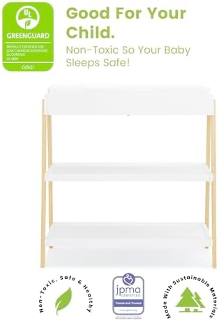 Delta Children Scout Changing Table - Greenguard Gold Certified, Bianca White/Natural