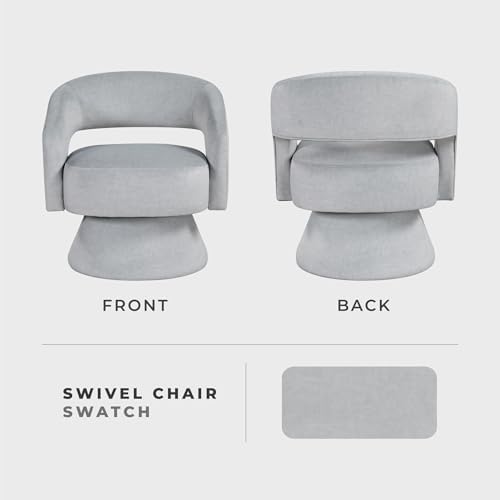 Lexicon Swivel Accent Chair, Modern Velvet Round Barrel Chair, Gray