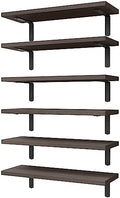 WOPITUES Floating Shelves Set of 6 for Wall Decor & Storage, Dark Brown