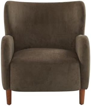 Christopher Knight Home Dolly Mid-Century Modern Velvet Upholstered Wingback Club Chair, Living Room Lounge Chair for Relaxation, Reading Armchair, Solid Wood Living Room Accent Chair, Dark Brown