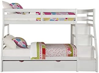 White Twin,Full Bunk Bed W,Trundle Storage