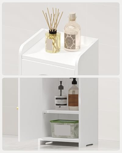 Hzuaneri Bathroom Storage Cabinet, Small Corner Floor Cabinet with 2 Doors | Narrow Toilet Paper Cabinets with Adjustable Shelf, Bathroom Organizer for Small Spaces, 7.9" D x 9.8" W x 29.5" H White