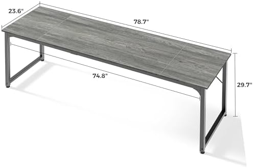 Huuger Computer Desk, 80 Inch Office Desk, Gaming Desk with Storage, Writing Desk Work Desk for Home Office, Study, Long Simple Desk, Large Legroom, Metal Frame, Grey