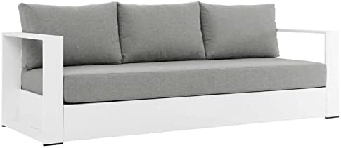 Modway Tahoe Aluminum Outdoor Patio Sofa in White Gray