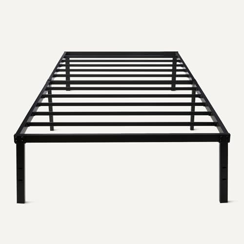 Amazon Basics Metal Bed Frame, Non-Foldable Platform Bed, Easy Assembly, Twin, 39W x 75L x 14H in, Black
