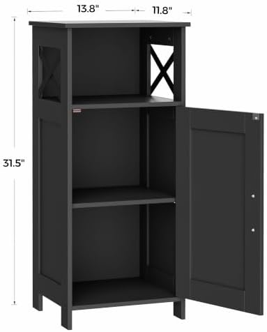 Homhedy Farmhouse Bathroom Storage Cabinet with Doors, Small Floor Cabinet | Toilet Paper Cabinet with Adjustable Shelf, Freestanding Storage Cabinet for Kitchen/Laundry/Living Room, 14"W, Black