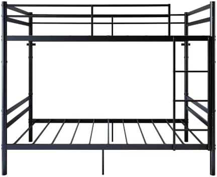 Bellemave Twin Over Twin Bunk Beds, Metal Bunk Bed Frame with Ladder and Full-Length Guardrail for Kids, Adults, Can be Split, Black
