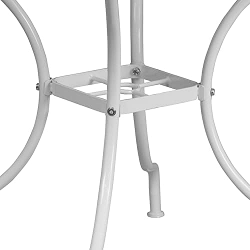 Flash Furniture 35.5" Square Patio Table with Umbrella Hole, White
