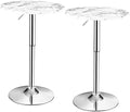 GIANTEX Round Pub Table Height Adjustable, 360° Swivel Cocktail Pub Table with Sliver Leg and Base for Home, Bar Table (White)