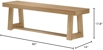 Plank+Beam Classic Dining Bench, 60 Inch, Blonde Wirebrush