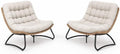Outdoor Loveseat 2-Seat Wicker Rattan Boho Patio Sofa Beige 2PC