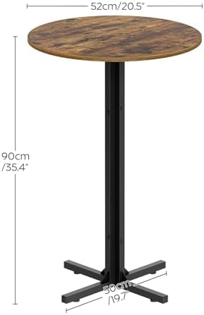 YATINEY Round Bar Table, Counter Height Pub Table, Bar Height Cocktail Table, Versatile Use, for Dining Room, Kitchen, Bar, Pub, Cafe, Rustic Brown and Black BT10BR