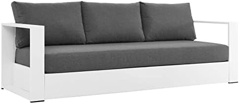 Modway Tahoe Aluminum Outdoor Patio Sofa in White Charcoal