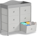 BOLUO Changing Table Dresser with 6 Fabric Drawers, Baby Dresser with Changing Table Top Diaper Changing Station with Storage for Nursery Modern Grey