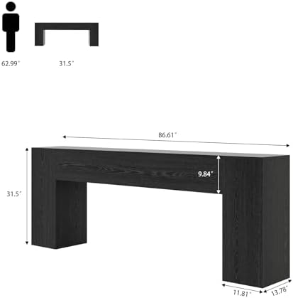 Epecoya Black Entryway Table for Living Room, 86 Inch Console Table