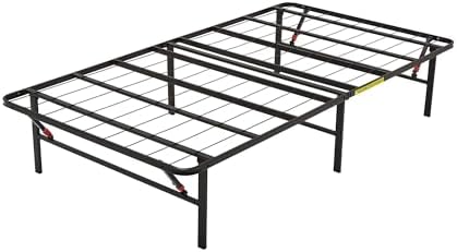 Amazon Basics Foldable Metal Platform Bed Frame with Storage, Sturdy Steel Support, No Box Spring Needed, 14-inch High, Tool-Free Setup, Twin Size, Black