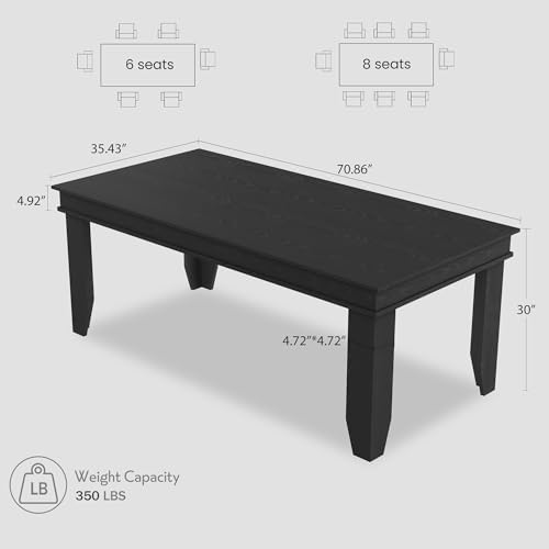 GarveeHome Farmhouse Dining Table for 6-8 People, 71" Long Kitchen Tables