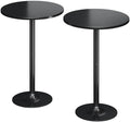Flamaker Round Bistro Pub Table Modern Style Metal Base MDF Top Cocktail Bar Table Counter Bar Height for Pub, Dining Room, Party (2, Full Black)