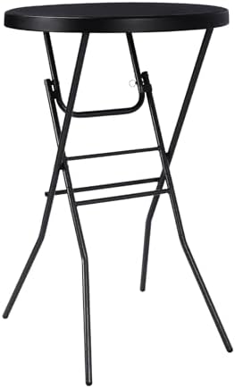 pollilar Cocktail Table 28in Bar Height Folding High Top Table Black