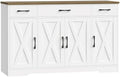 HOSTACK Kitchen Buffet Sideboard Storage Cabinet, Coffee Bar Cabinet, White