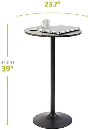 Pearington Lucia Round Cocktail Bar, Pub, and Bistro Table with Faux Marble Top Finish, Multipurpose Table for Any Setting, 1 Pack