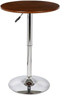 Armen Living Bentley Modern Adjustable Height Swivel Pub Table with Walnut Wood Top and Chrome Metal Base