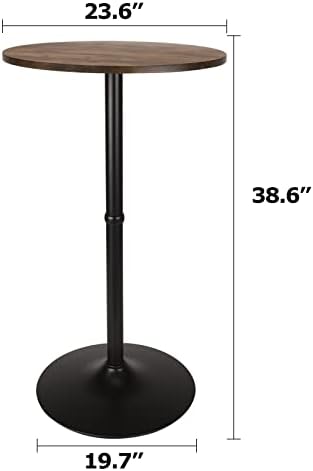 Leopard MDF Round Top Not Adjustable (41 INCHES Height) Bar Table, Brown
