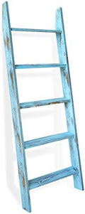 Blanket Ladders for the Living Room, Blanket Holder 5-Tier Blue