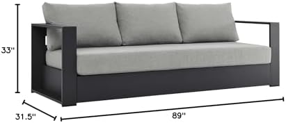 Modway Tahoe Aluminum Outdoor Patio Sofa in Gray Gray