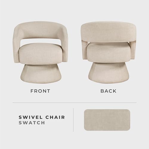 Lexicon Swivel Accent Chair, Modern Velvet Round Barrel Chair, Taupe