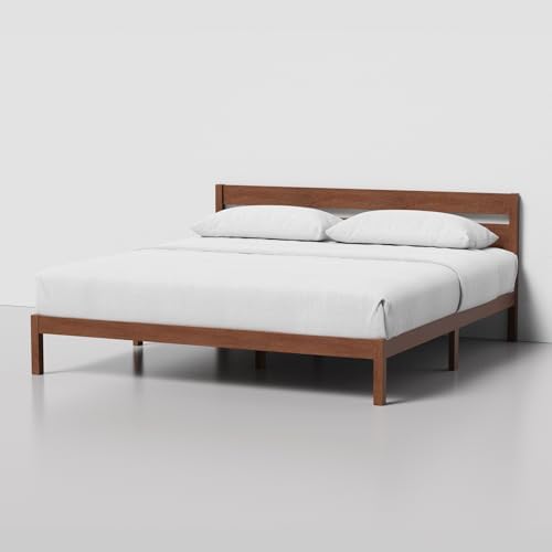 LIFEMENT Classic Wood Platform Bed Frame with Headboard, Essential, Noise Free, Under Bed Storage, No Box Spring Needed, Easy Assembly (Cherry, King (U.S. Standard))