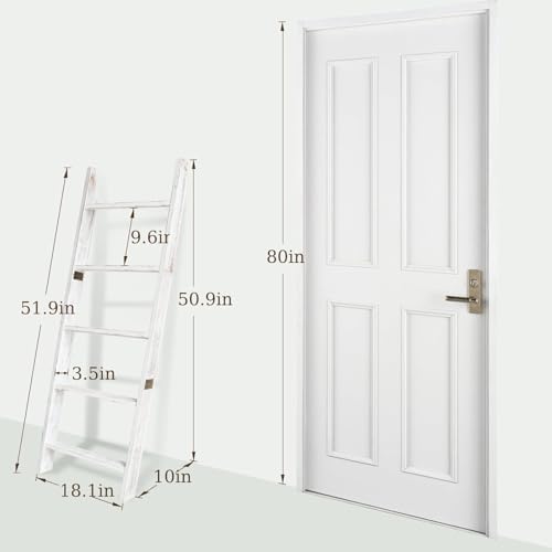 Blanket Ladders for the Living Room, Blanket Holder 5-Tier White