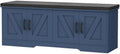 HOMSHO Farmhouse Shoe Storage Bench with 4 Barn Doors & Padded Seat Cushion