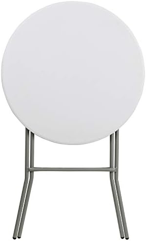 Flash Furniture 2.6 ft Plastic Round Folding Table, Granite White, 8-Pack
