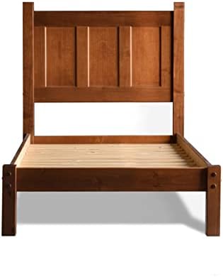 Grain Wood Furniture Shaker Solid Wood Panel Platform Bed, Twin Size, Walnut