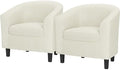 Topeakmart Corduroy Fabric Accent Chair Set of 2, 300 lb Cap, Beige