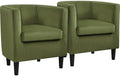 Yaheetech Barrel Accent Chairs Set of 2, Modern Armchairs, Olive Green