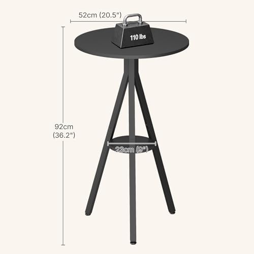 YATINEY Bar Table, 2-Tier Round Pub Table, Counter Height Cocktail Table for Small Spaces, Dining Room, Cafe, Pub, Black BT12BB