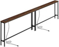 SUPERJARE 110.2 inch Narrow Behind Couch Table with Charging Stations