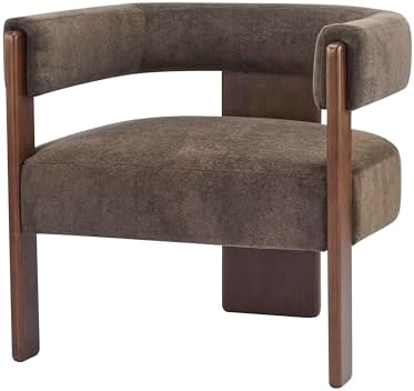 Christopher Knight Home Nettie Modern Accent Chair for Living Room, Velvet Fabric Single Lounge Sofa Chair with Wooden Frame, Comfy Reading Chair for Bedroom, Lounge Armchair with Cushion, Dark Brown