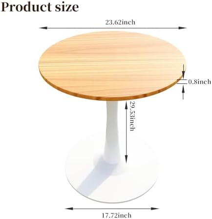 23.62" Small Round Dining Table for 2 – Durable & Well-Made Tulip Table with Sturdy Metal Frame, Compact 2-Seater Kitchen or Dining Room Table for Small Spaces, Apartments, Café, Restaurant, Office