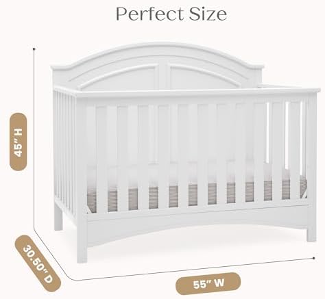 Delta Children Perry 6-in-1 Convertible Crib & Mattress, Bianca White
