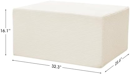 Ottoman for Cloud Sectional Boneless Couches Living Room, Modular Ottoman for Deep Seat Oversized Couch, Memory Foam Compressed Spineless Foot Rest for Bedroom Apartment Beige