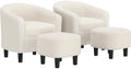Yaheetech Accent Chairs with Ottoman Set of 2, Boucle Fabric, Ivory