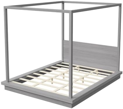 King Size Canopy Bed with Headboard (Gray)