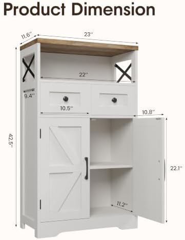 Farmhouse Storage Cabinet Set of 2, Small Kitchen Pantry Coffee Bar Cabinet